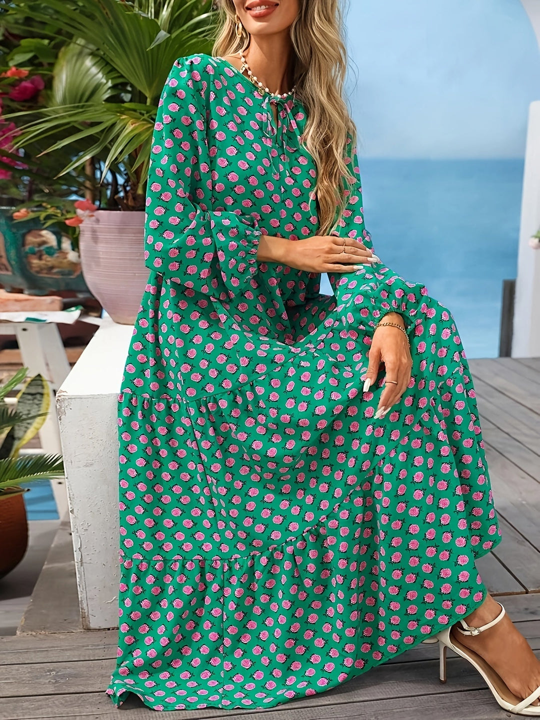CYNTHIA | Ruffle Hem V-Neck Dress
