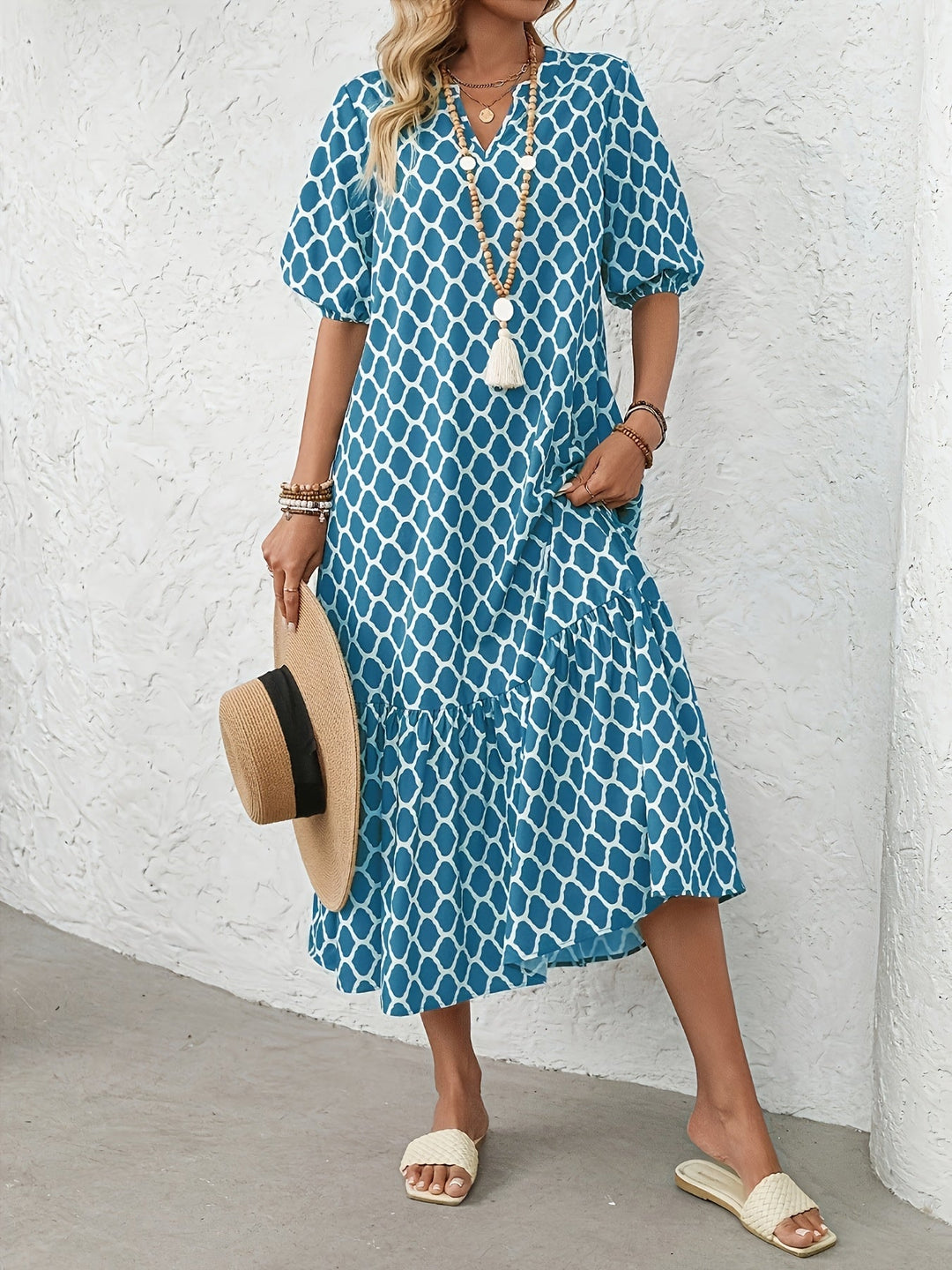 PHYLLIS | Geometric Print Maxi Dress