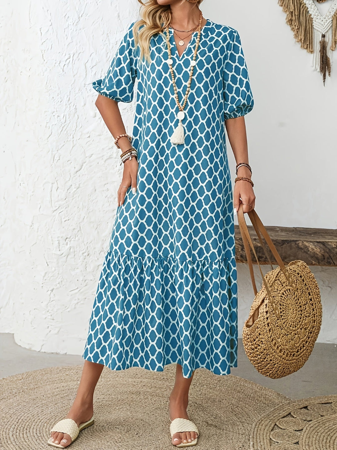 PHYLLIS | Geometric Print Maxi Dress