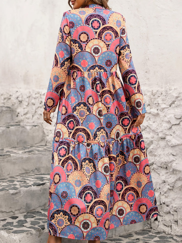 YVONNE | Heritage Print Long Sleeve Maxi
