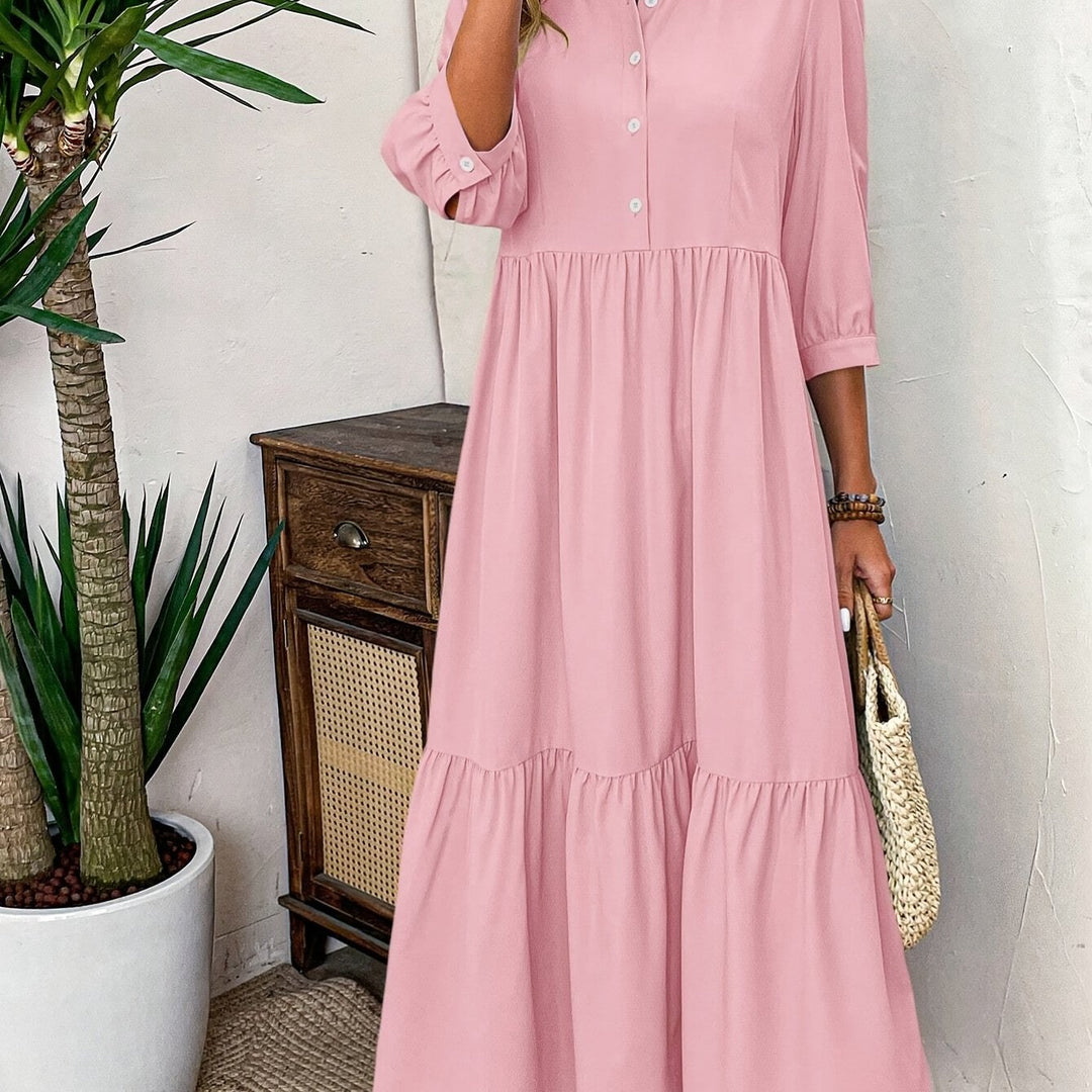 SHEILA | Solid Ruffle Shirtdress