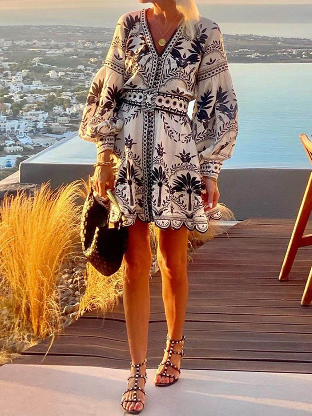 Laila - Printed Beach Loose Mini Dress