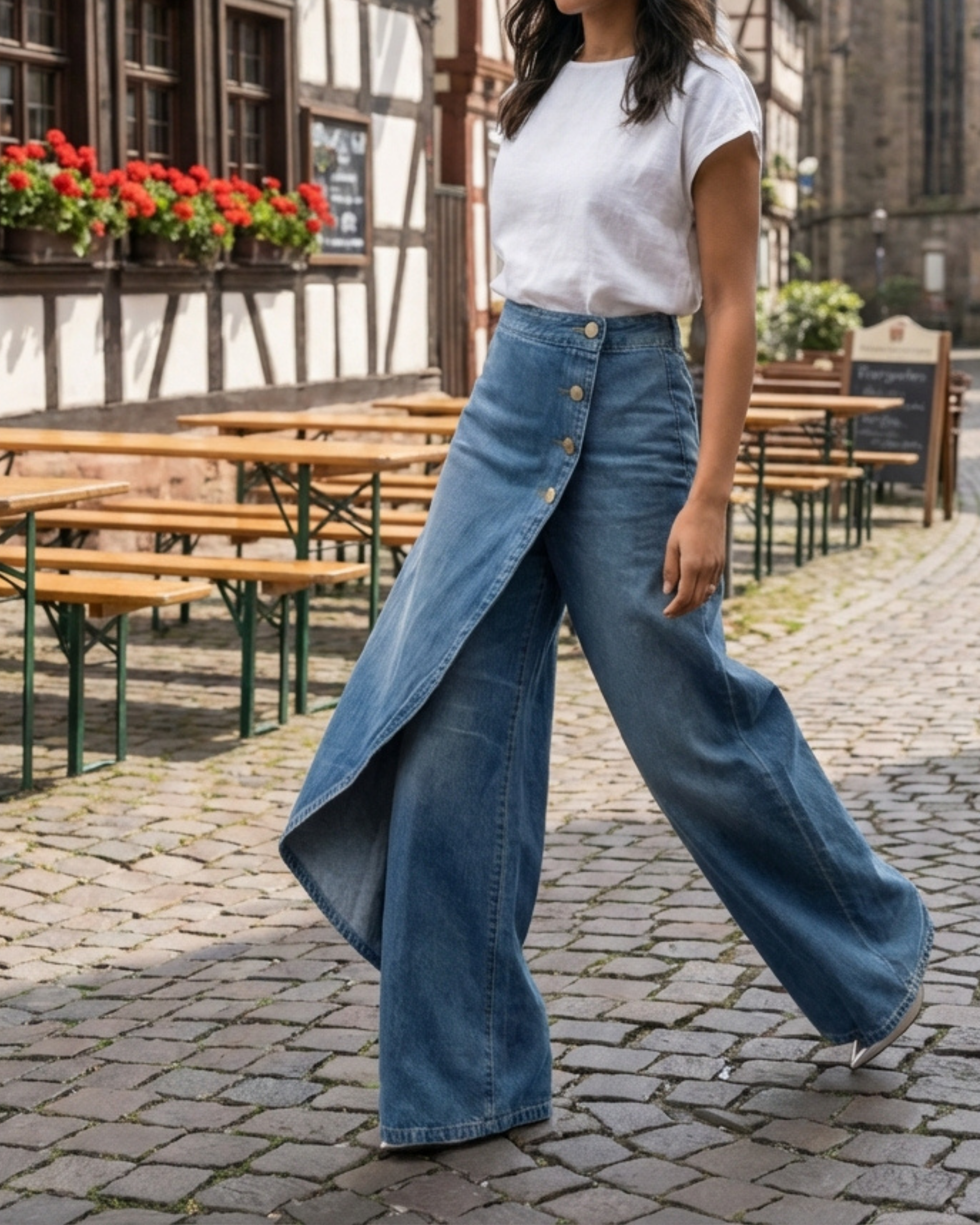 Abigail - Slim Fit Denim Wrap Jeans