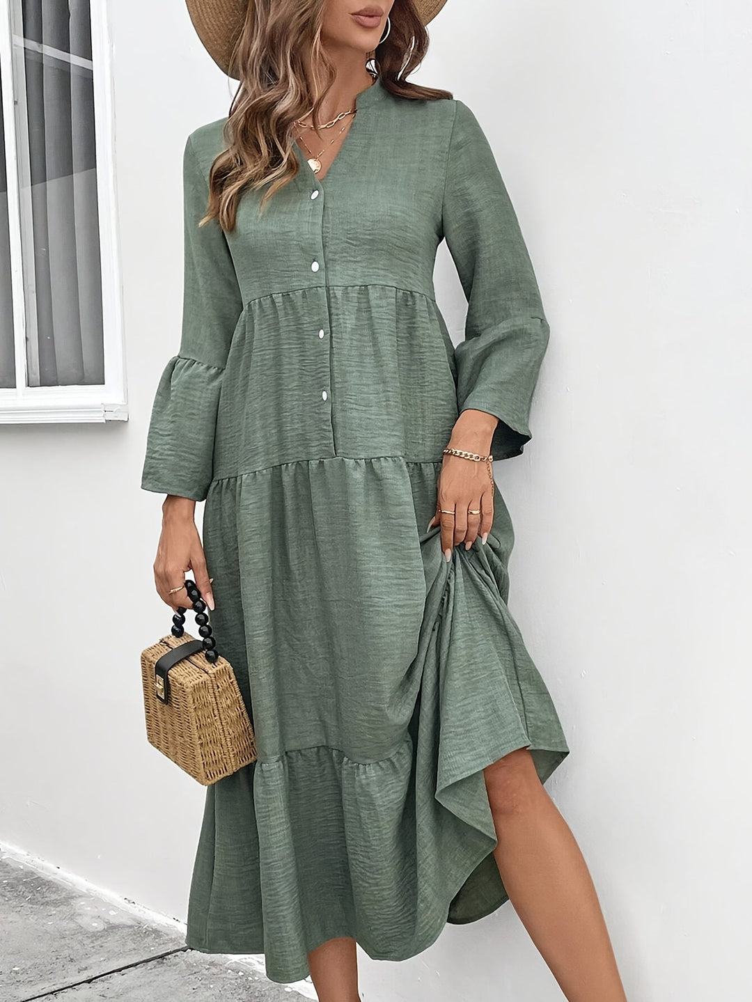MARCIA | Button A-Line Flared Dress