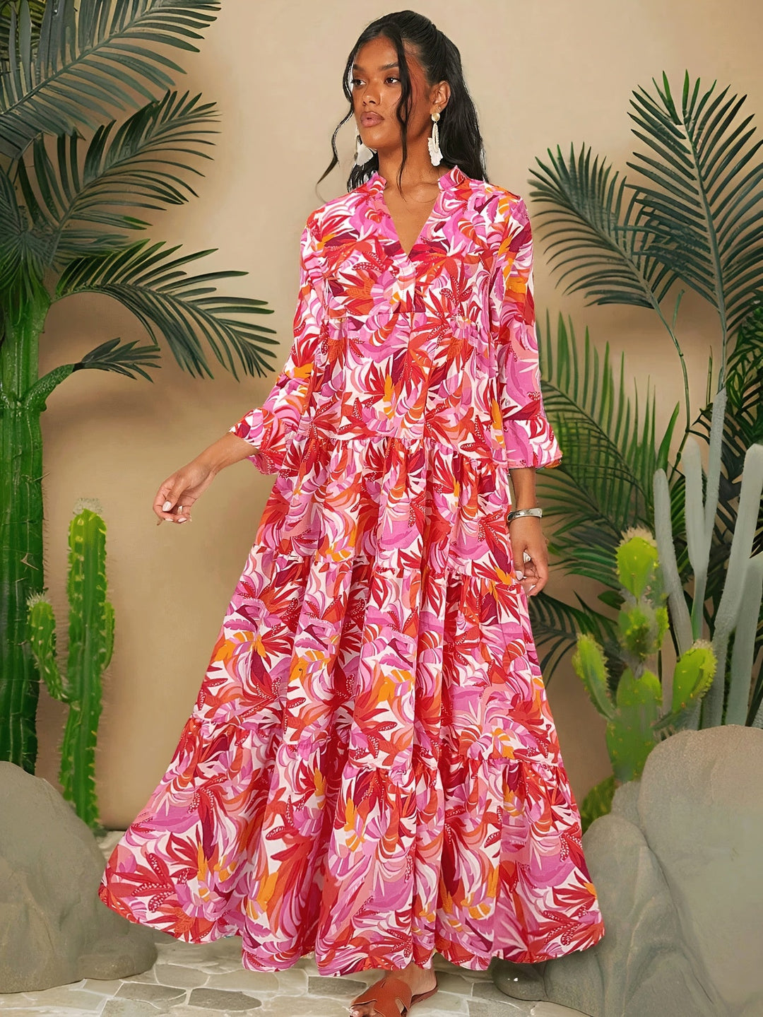 JEANETTE | Tropical Print Long Dress