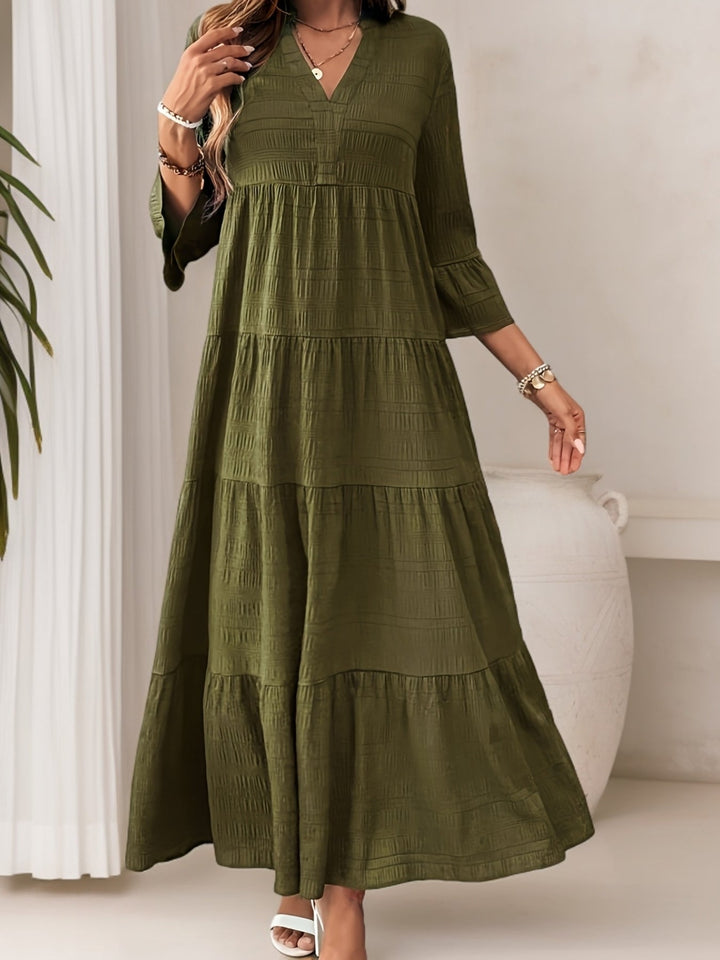 JEAN | Solid Ruffle Hem Dress