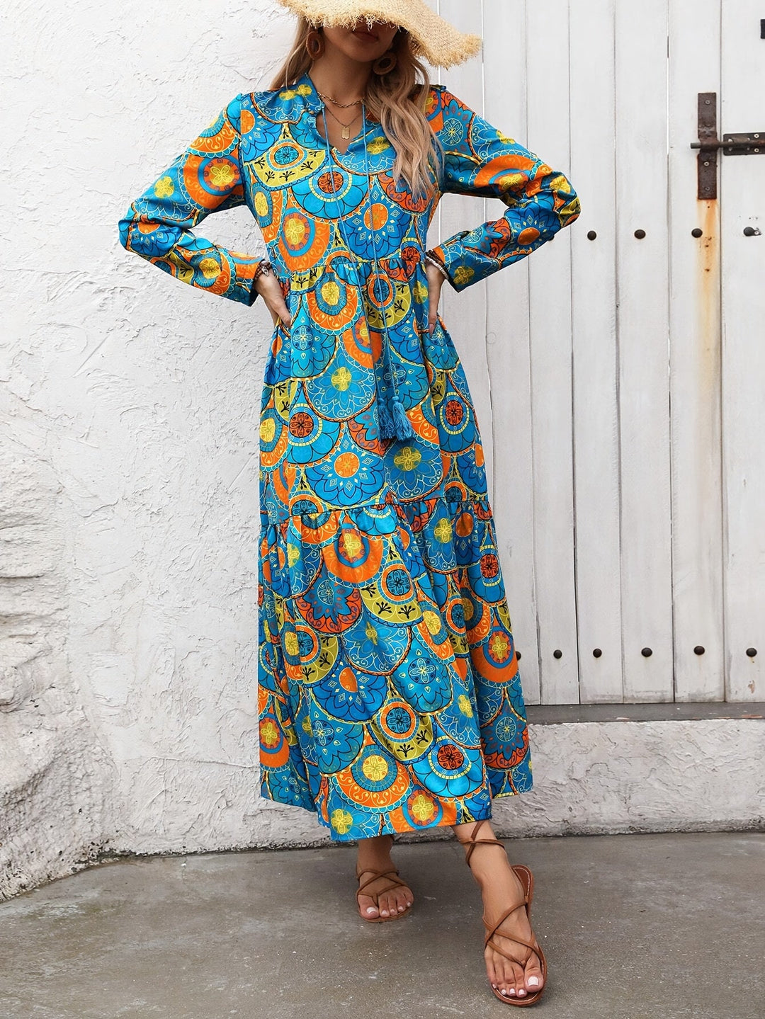 YVONNE | Heritage Print Long Sleeve Maxi