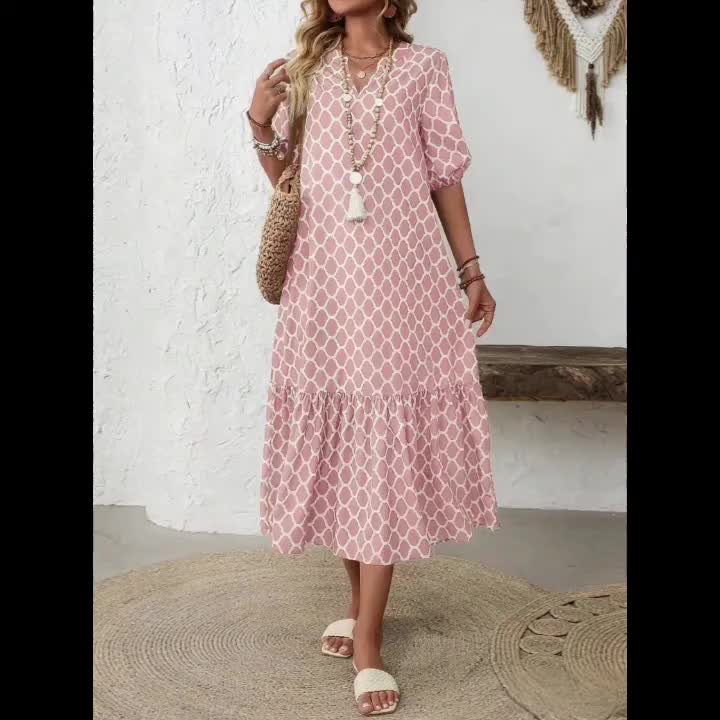 CAROL | Geometric Print Long Dress