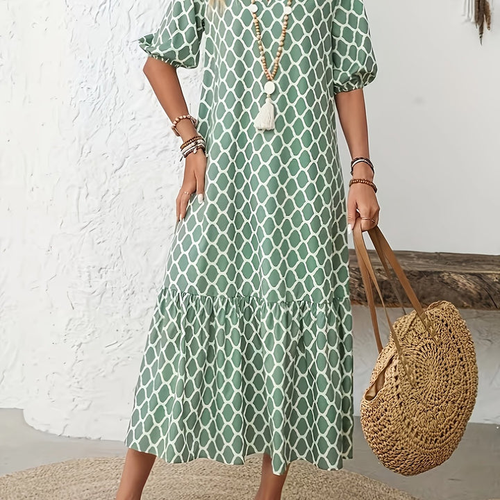 PHYLLIS | Geometric Print Maxi Dress