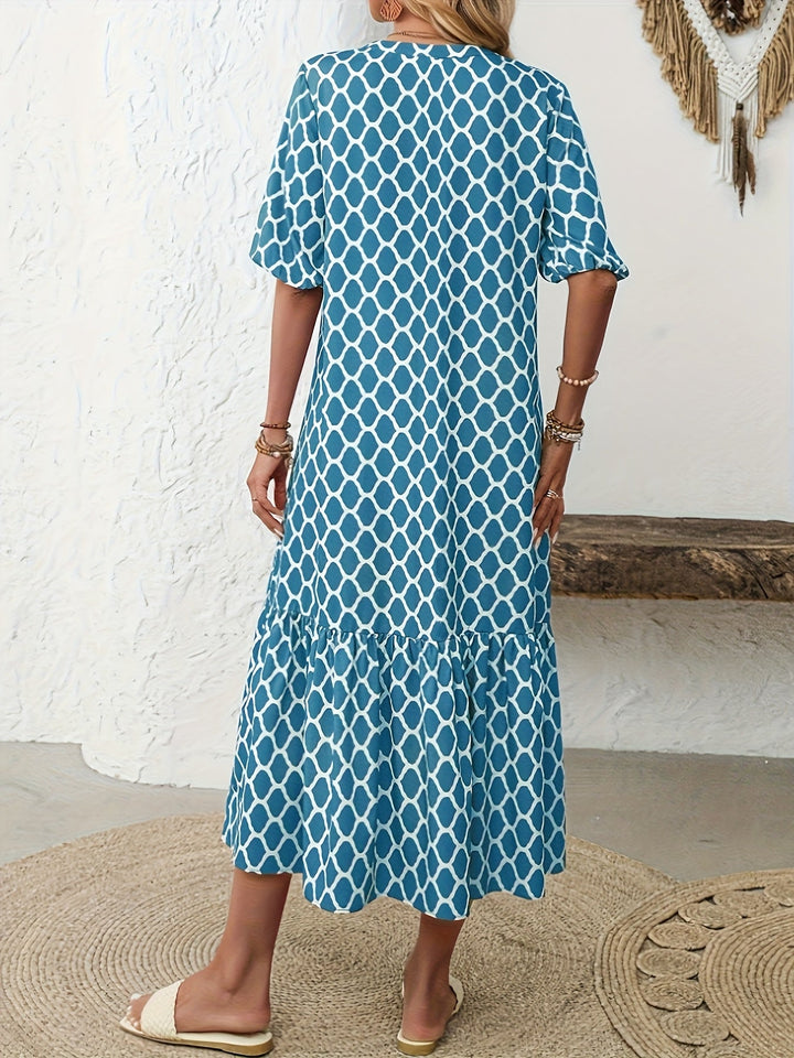 CAROL | Geometric Print Long Dress