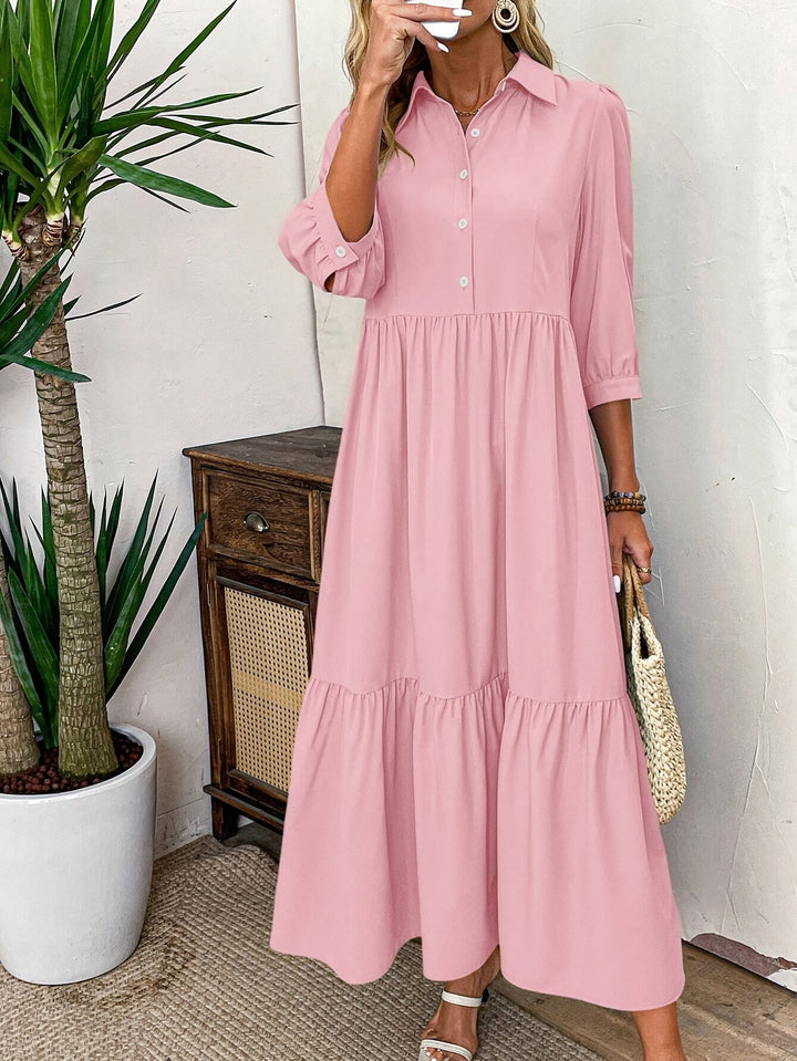 SHEILA | Solid Ruffle Shirtdress