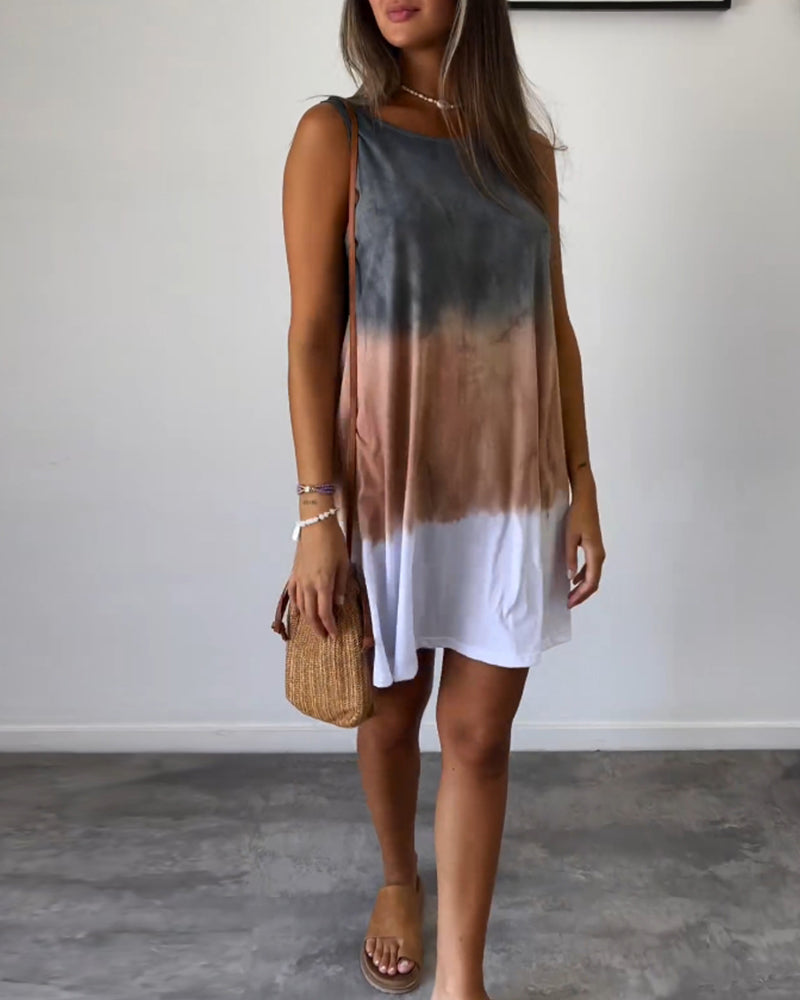 Josie - Mini Dress with Gradient Tie Dye Print