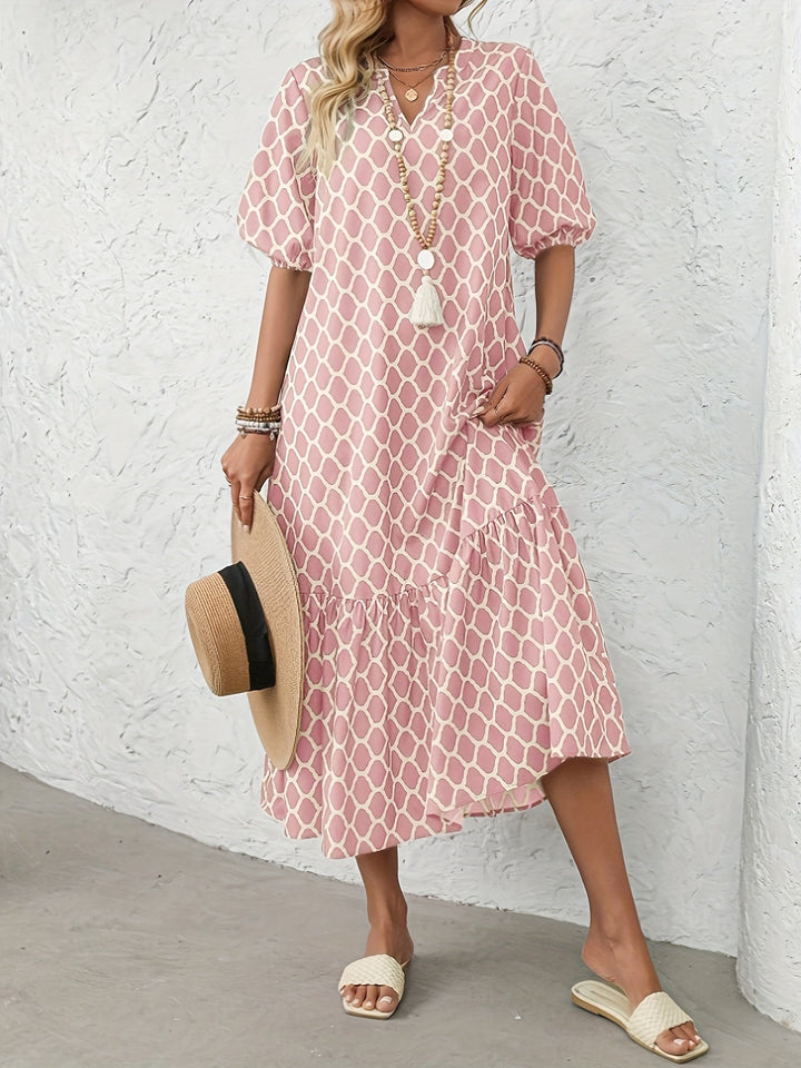 CAROL | Geometric Print Long Dress
