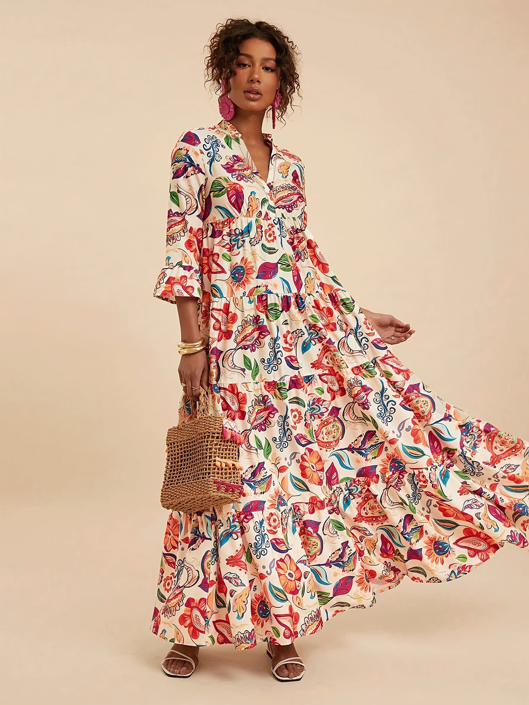 JEANETTE | Tropical Print Long Dress