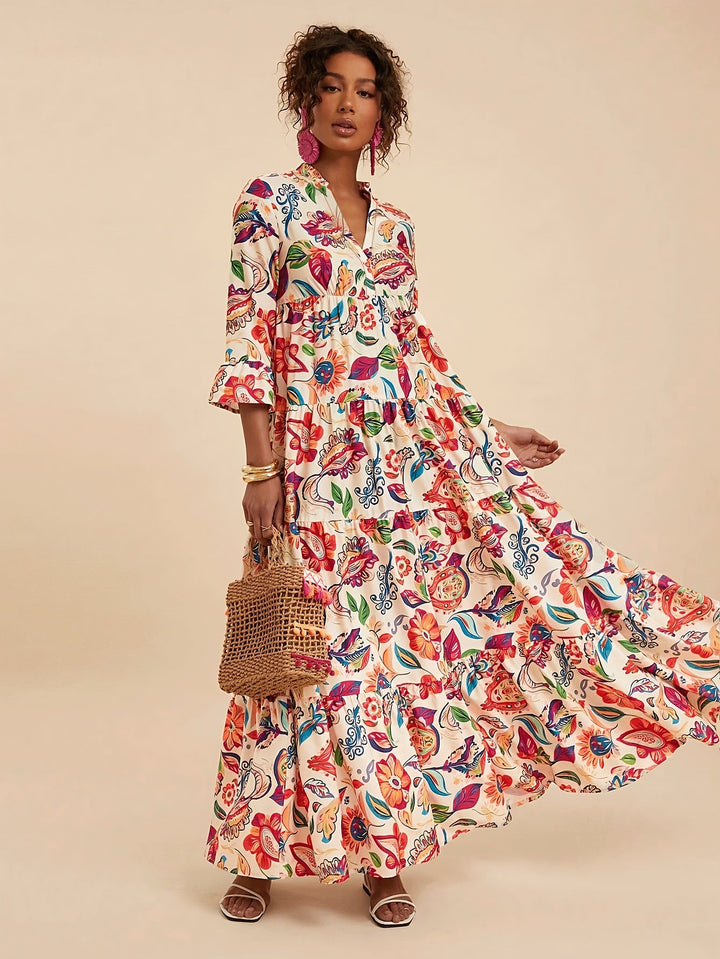 JEANETTE | Tropical Print Long Dress