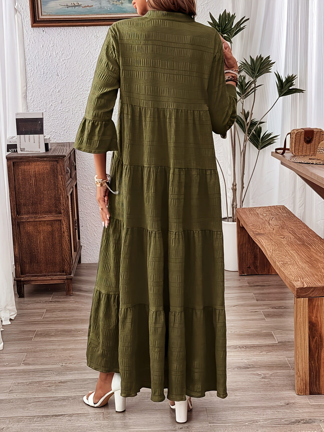 JEAN | Solid Ruffle Hem Dress
