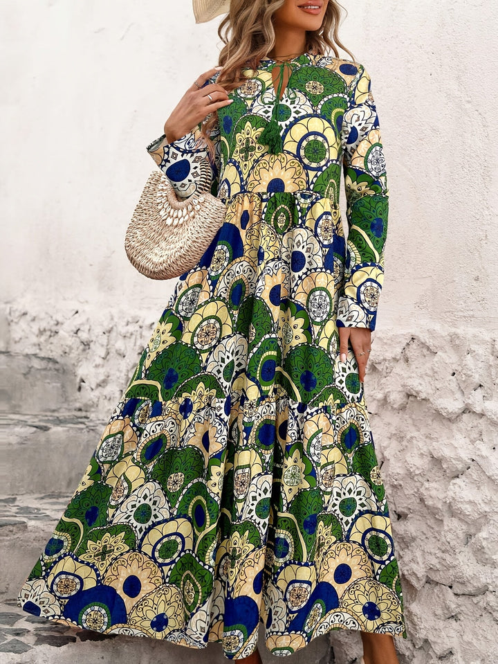 YVONNE | Heritage Print Long Sleeve Maxi