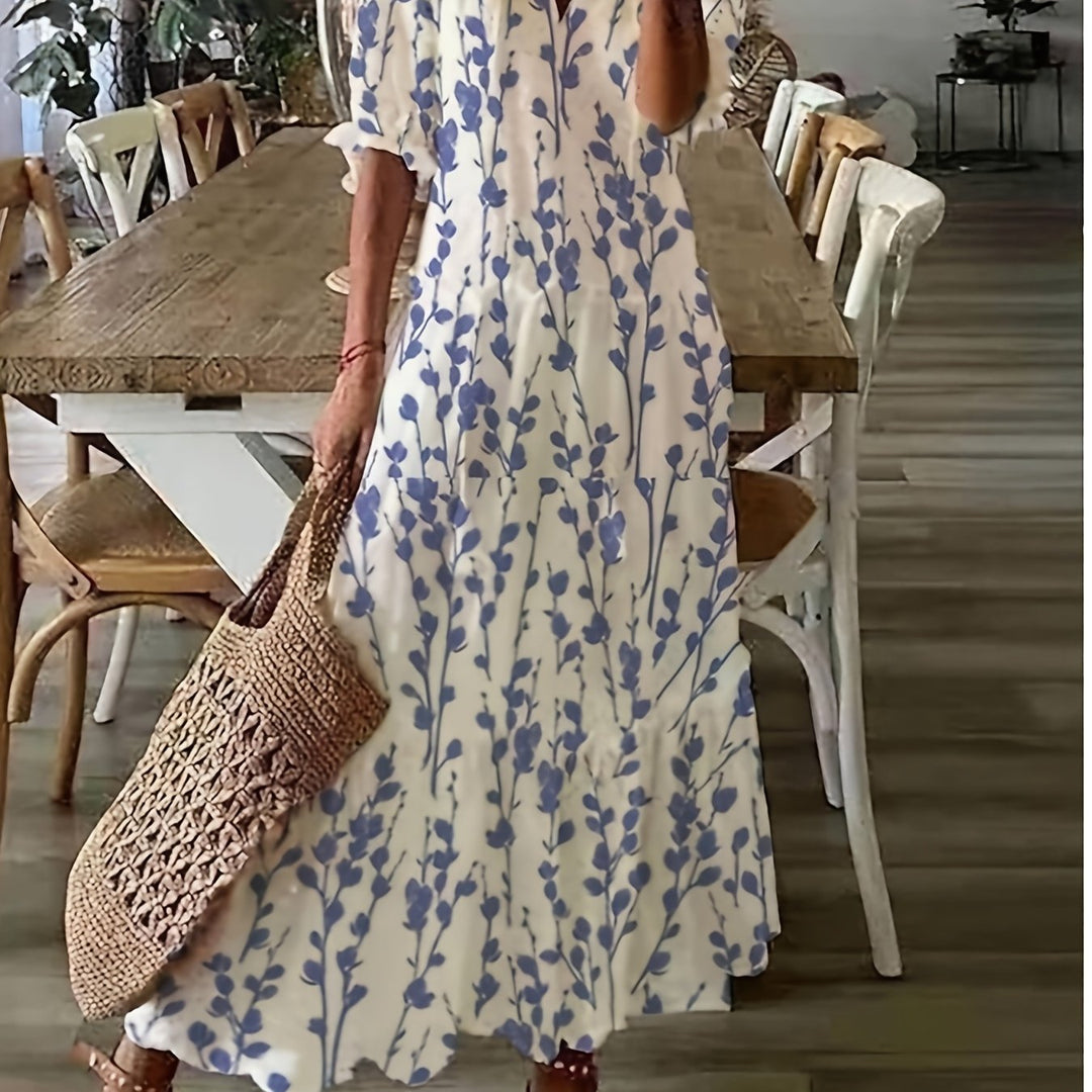 KIMBERLY | V-Neck Printed Maxi Dress