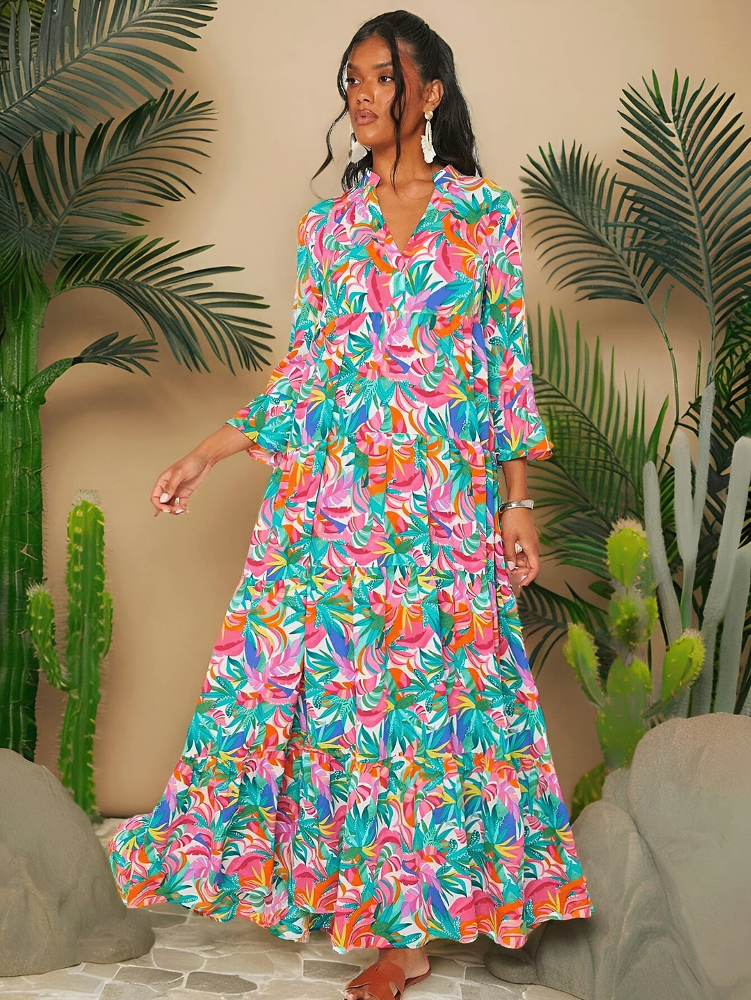JEANETTE | Tropical Print Long Dress