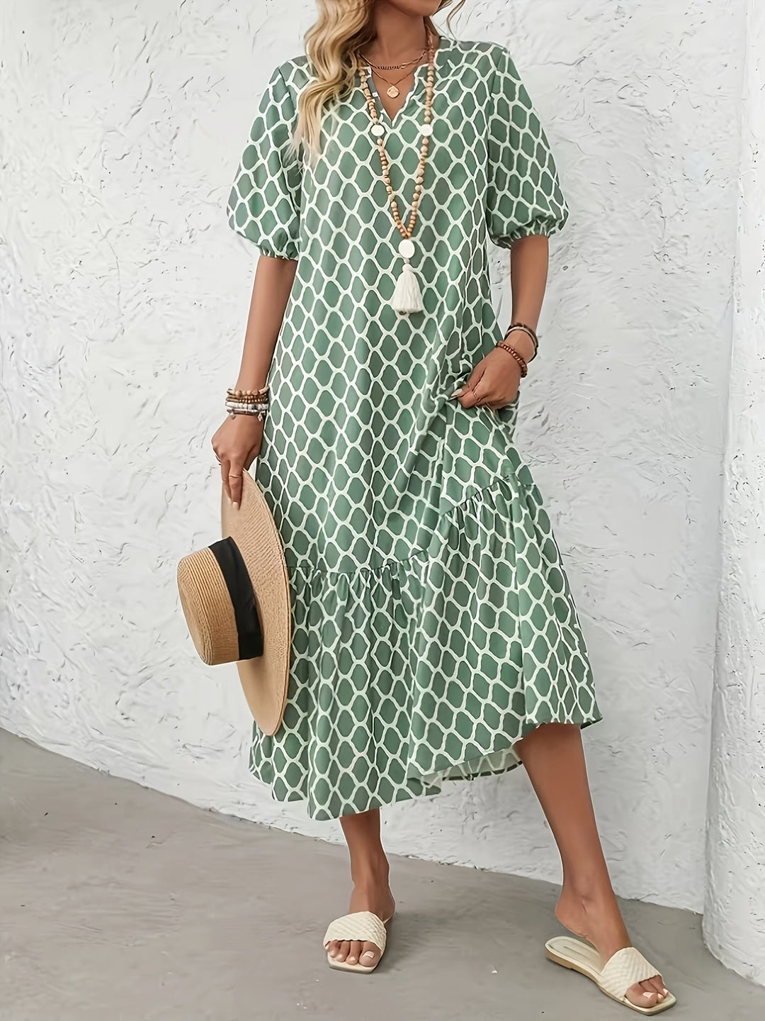 PHYLLIS | Geometric Print Maxi Dress