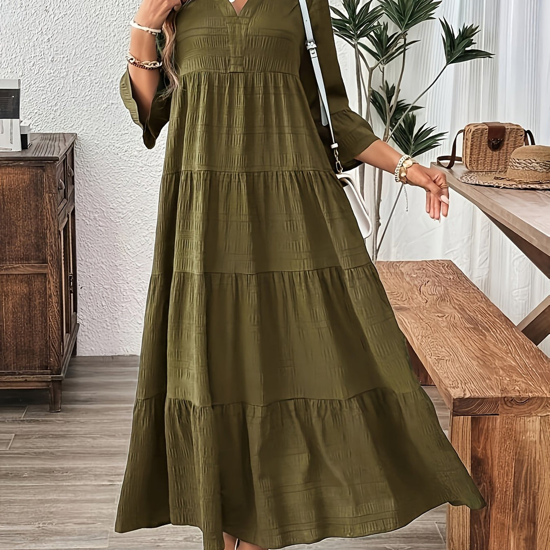 JEAN | Solid Ruffle Hem Dress