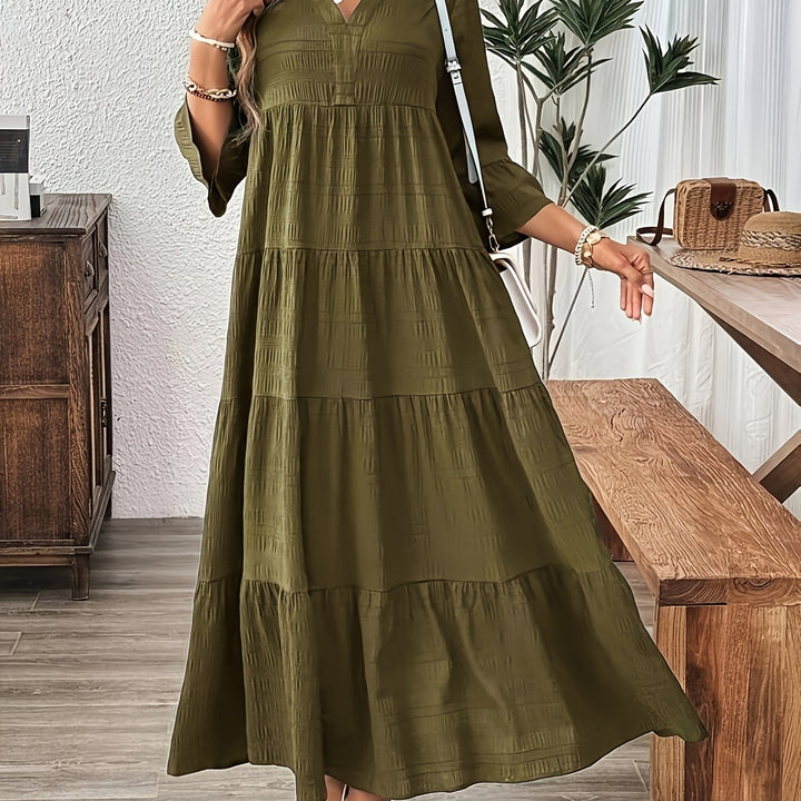 JEAN | Solid Ruffle Hem Dress