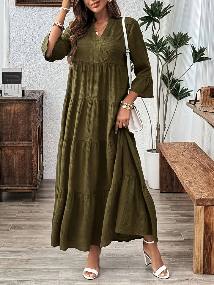 JEAN | Solid Ruffle Hem Dress