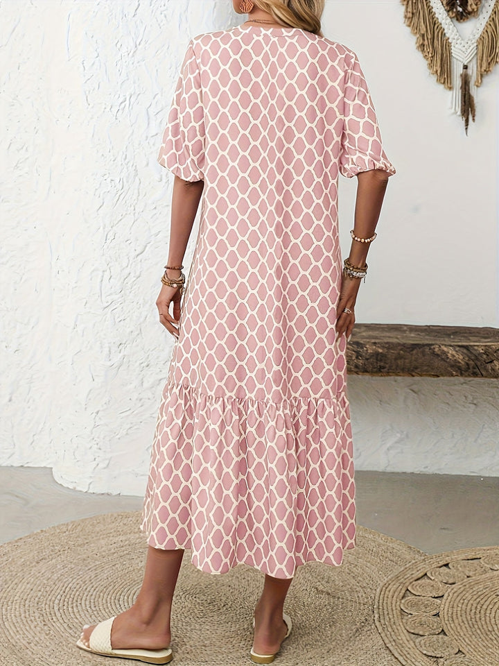 CAROL | Geometric Print Long Dress