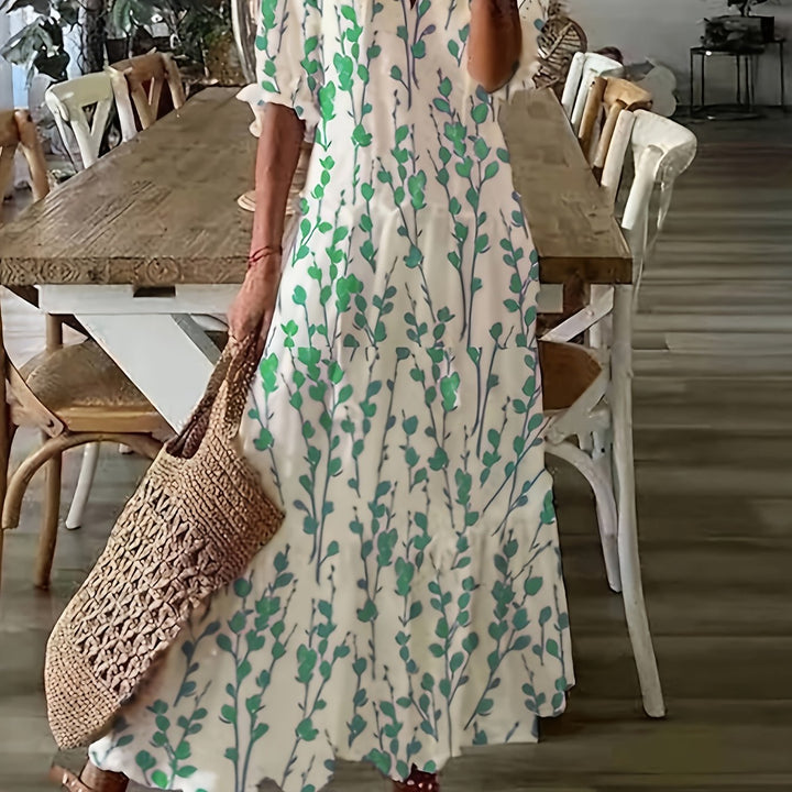 KIMBERLY | V-Neck Printed Maxi Dress