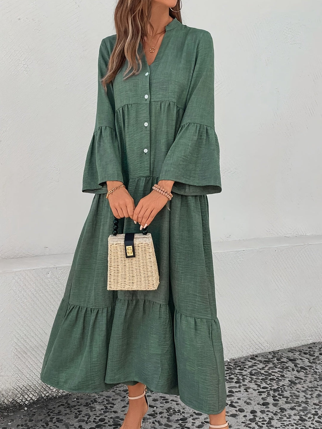 MARCIA | Button A-Line Flared Dress