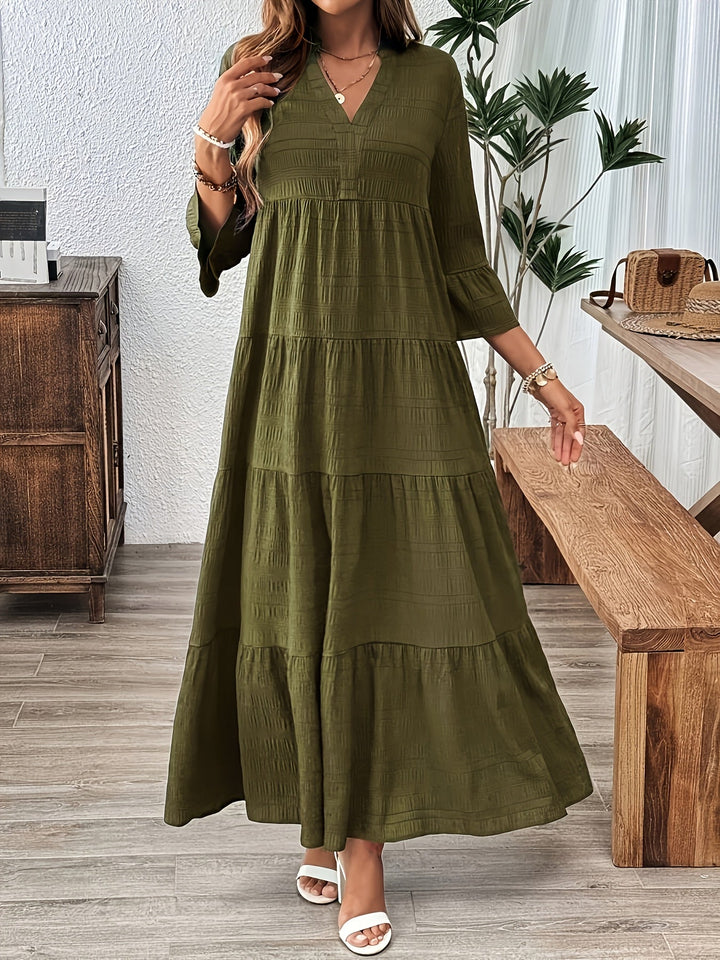 JEAN | Solid Ruffle Hem Dress