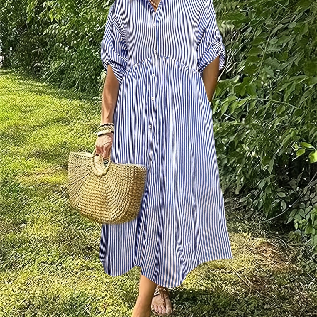 DENISE | Soft Stripe Long Dress