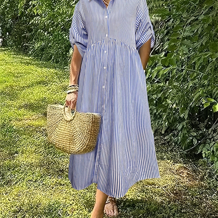 DENISE | Soft Stripe Long Dress