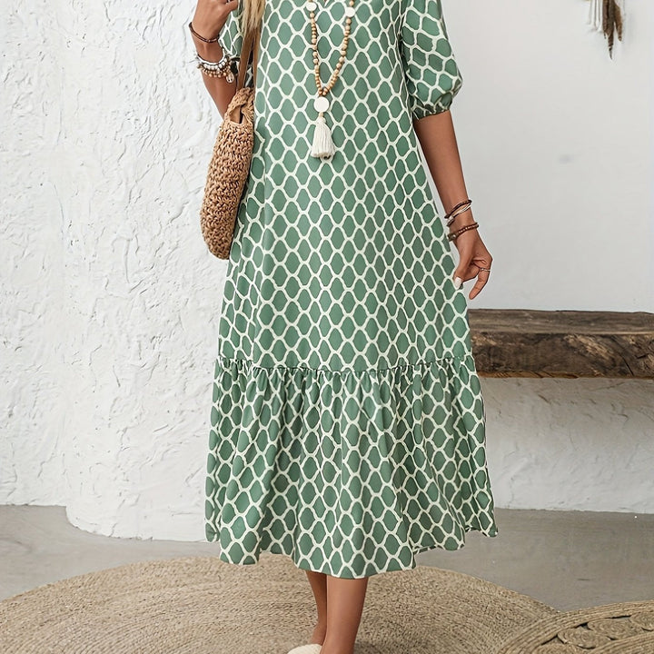CAROL | Geometric Print Long Dress