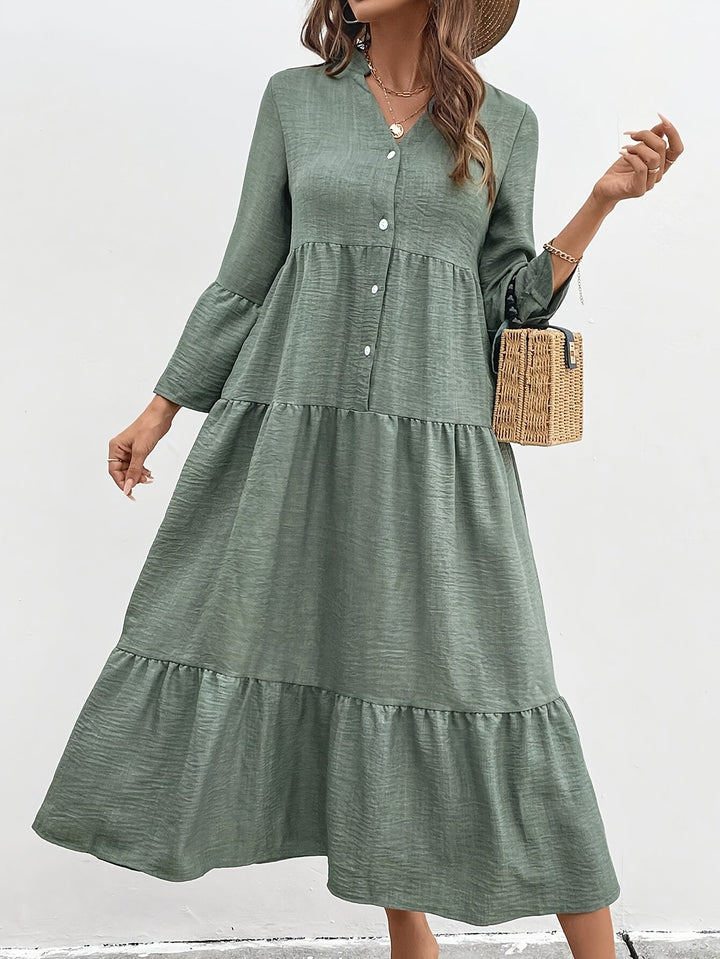 MARCIA | Button A-Line Flared Dress