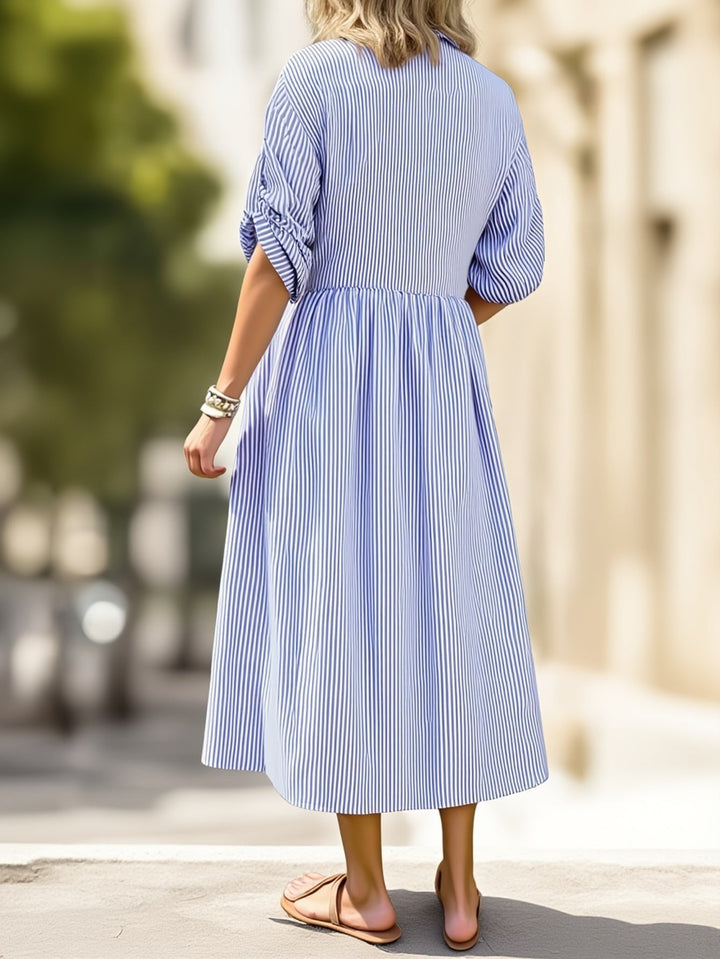 DENISE | Soft Stripe Long Dress