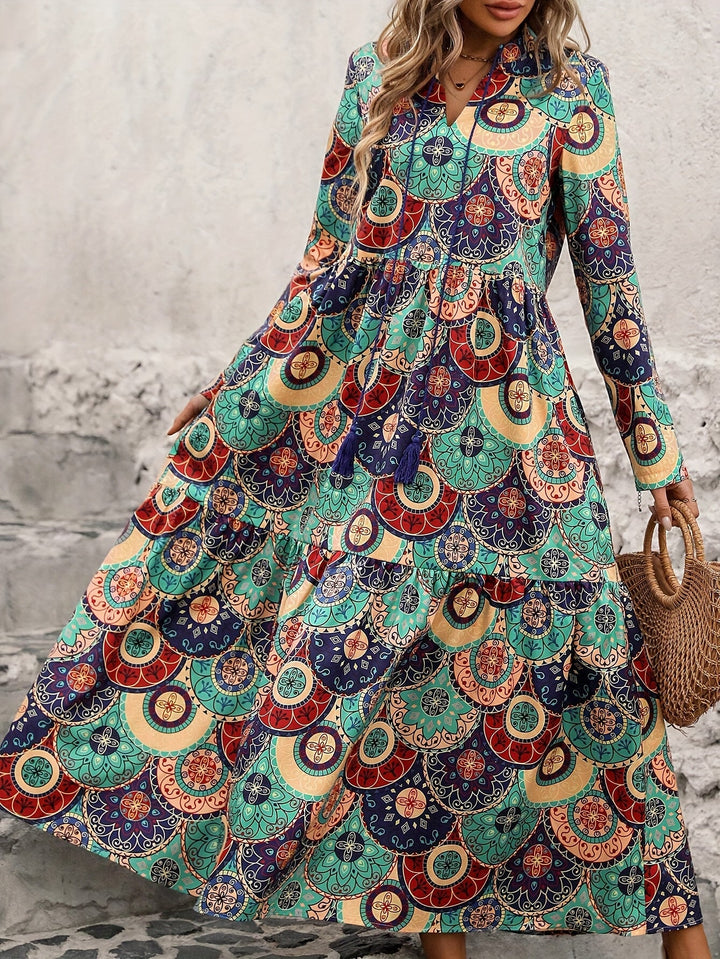 YVONNE | Heritage Print Long Sleeve Maxi