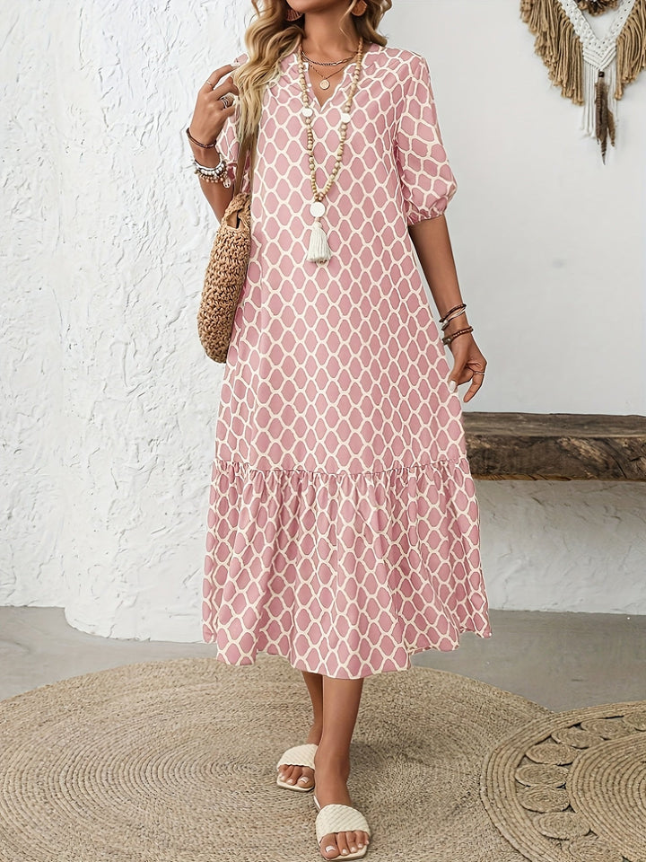 CAROL | Geometric Print Long Dress