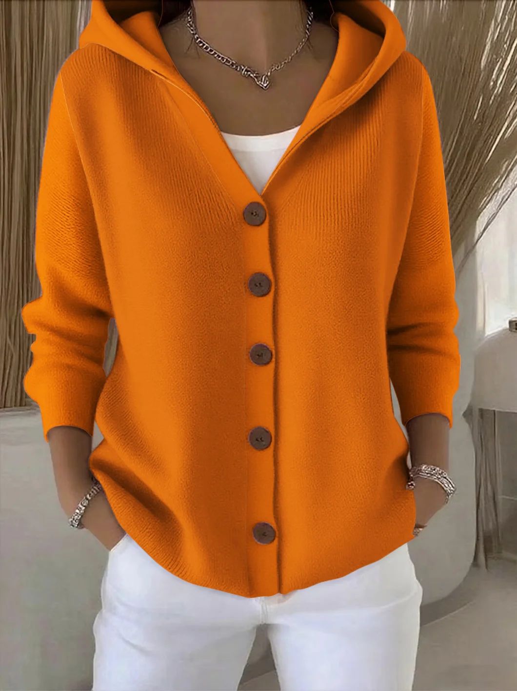 Soft Hooded Knit Cardigan