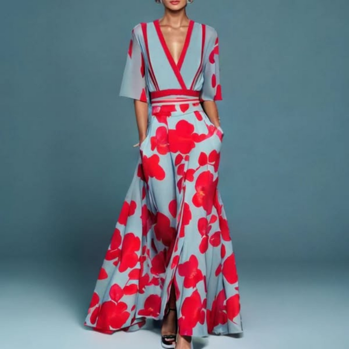 Michelle™ - Elegant Floral Wrap Dress