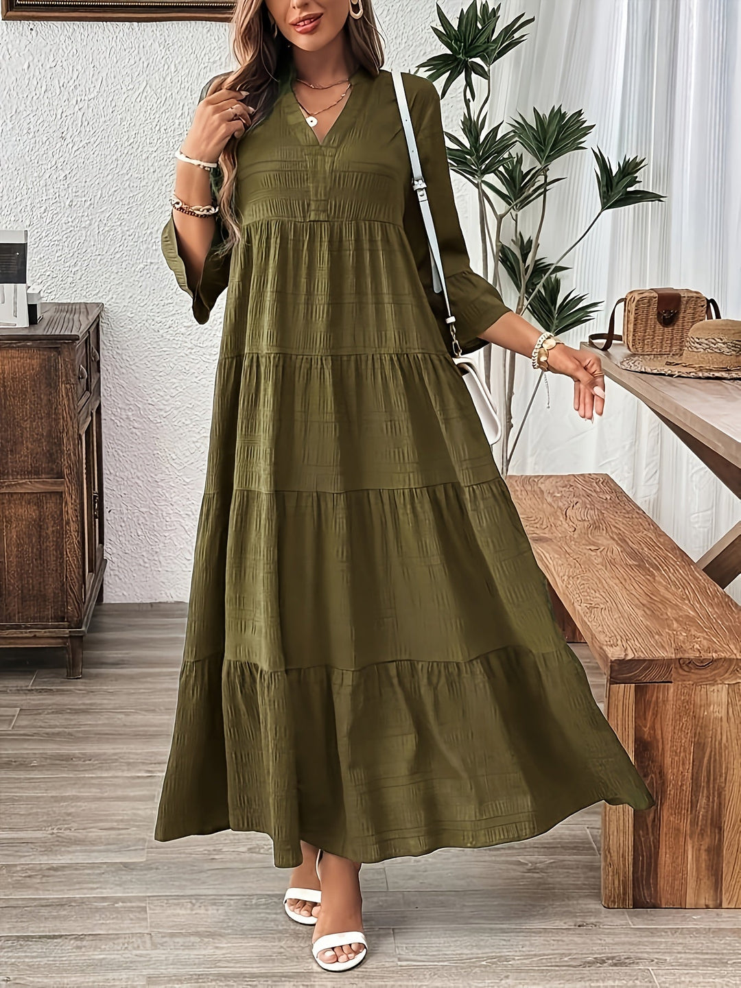 JEAN | Solid Ruffle Hem Dress