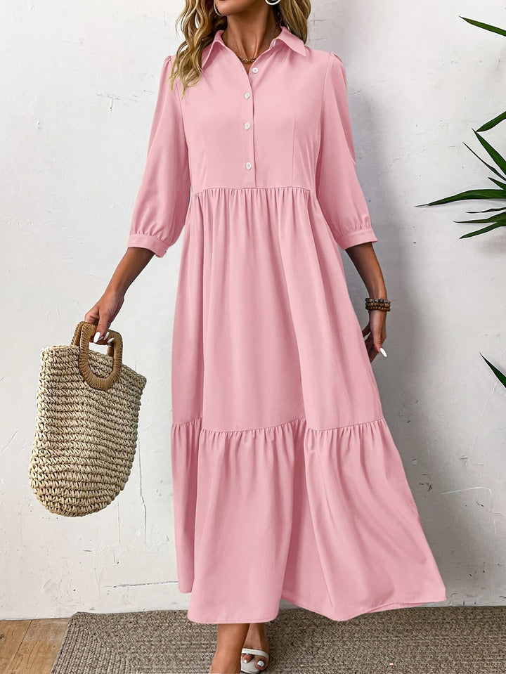 SHEILA | Solid Ruffle Shirtdress