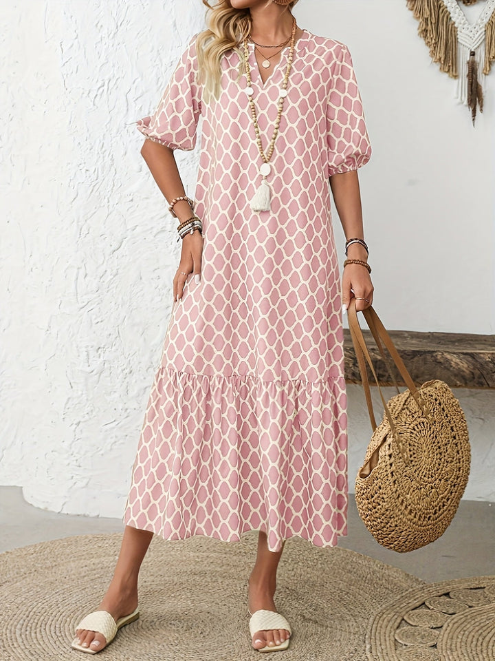 CAROL | Geometric Print Long Dress