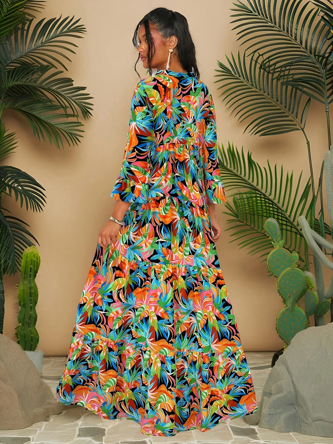 JEANETTE | Tropical Print Long Dress