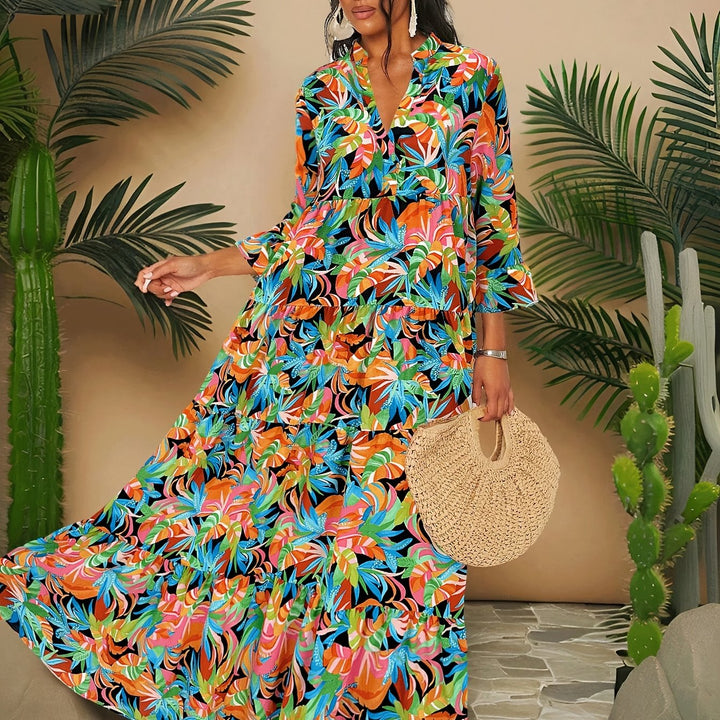 JEANETTE | Tropical Print Long Dress