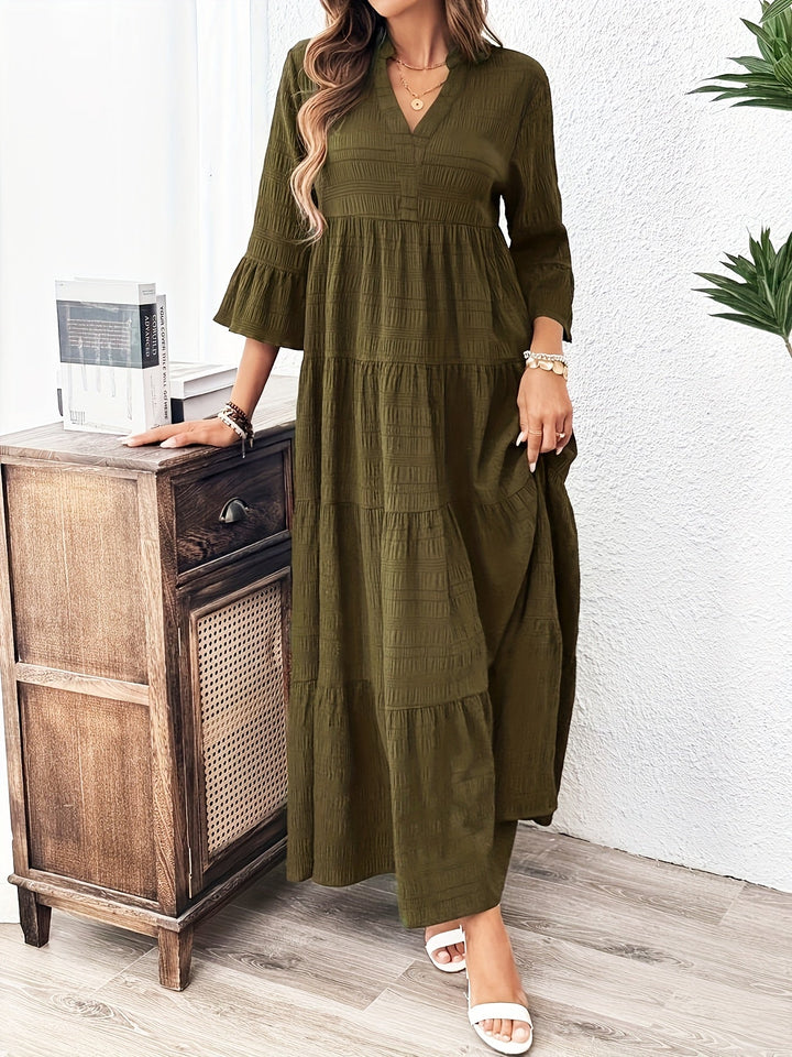 JEAN | Solid Ruffle Hem Dress