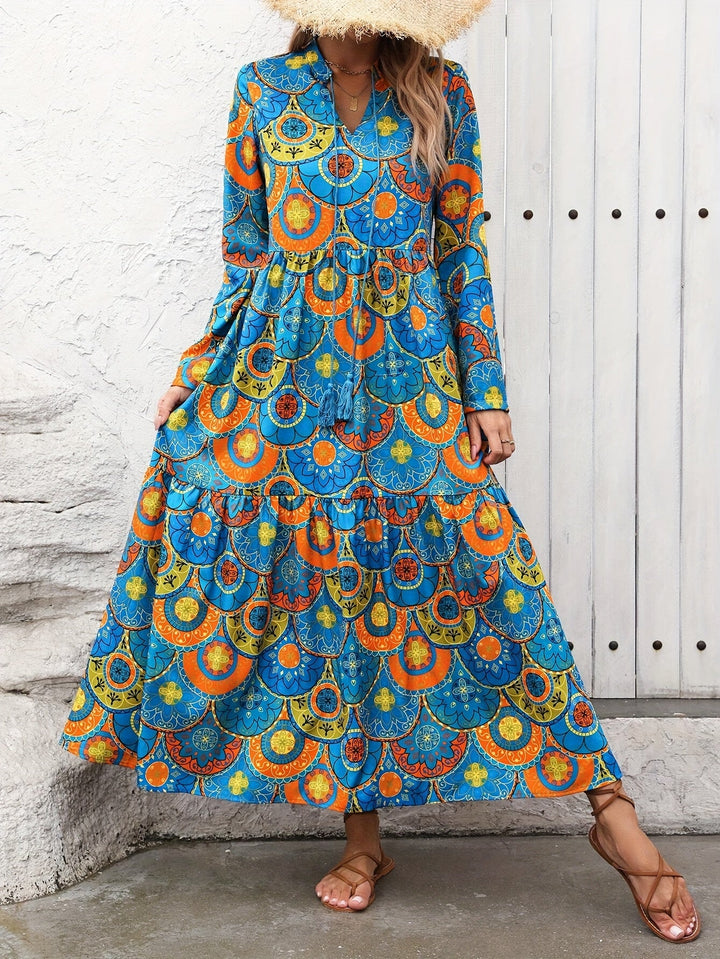 YVONNE | Heritage Print Long Sleeve Maxi