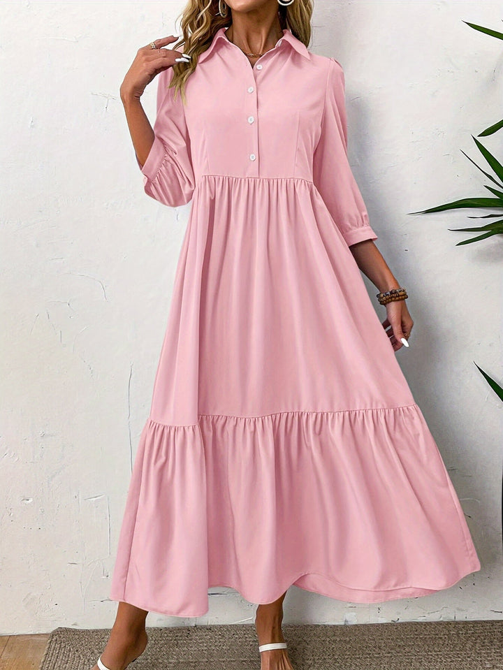 SHEILA | Solid Ruffle Shirtdress