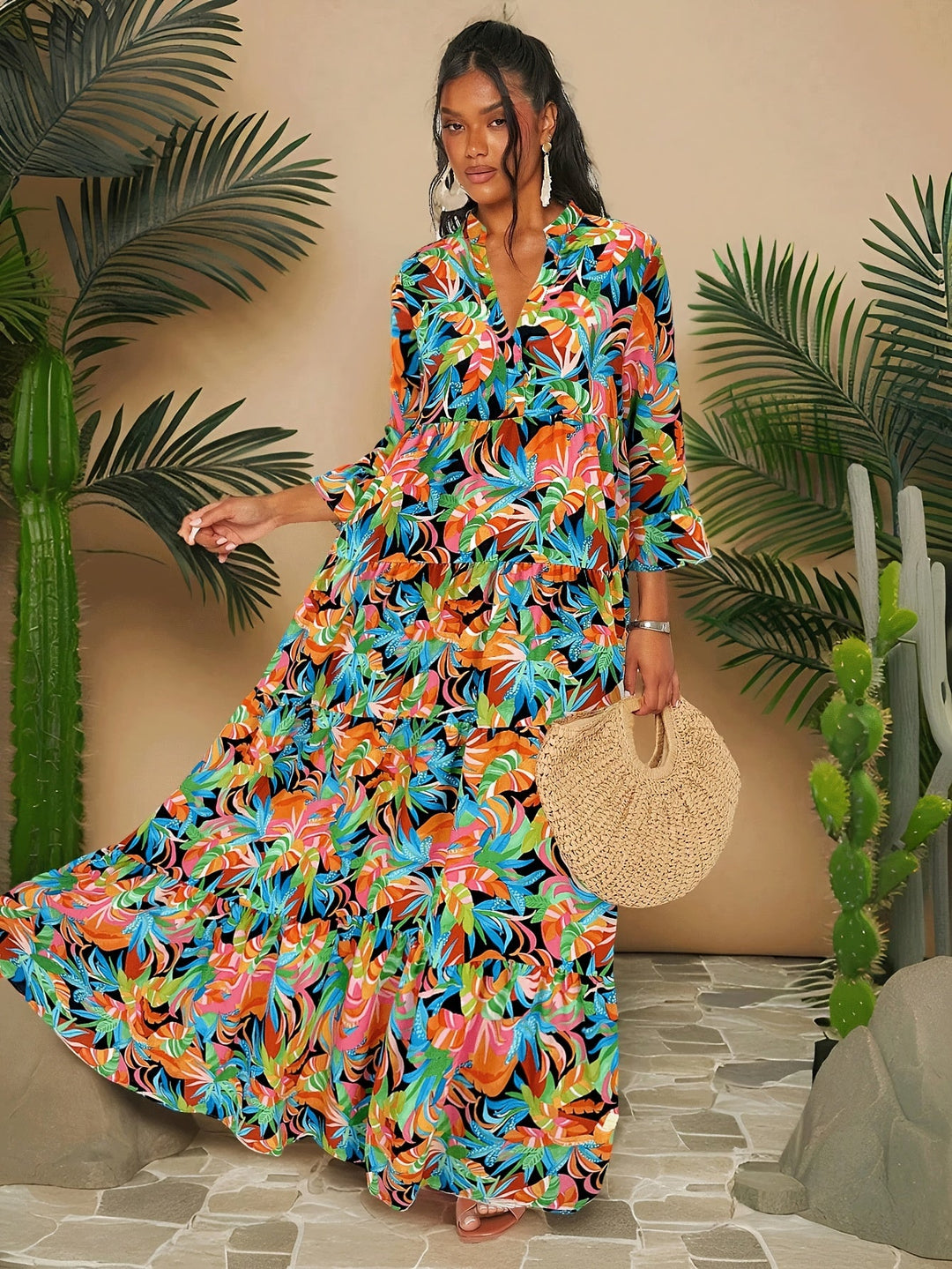 JEANETTE | Tropical Print Long Dress
