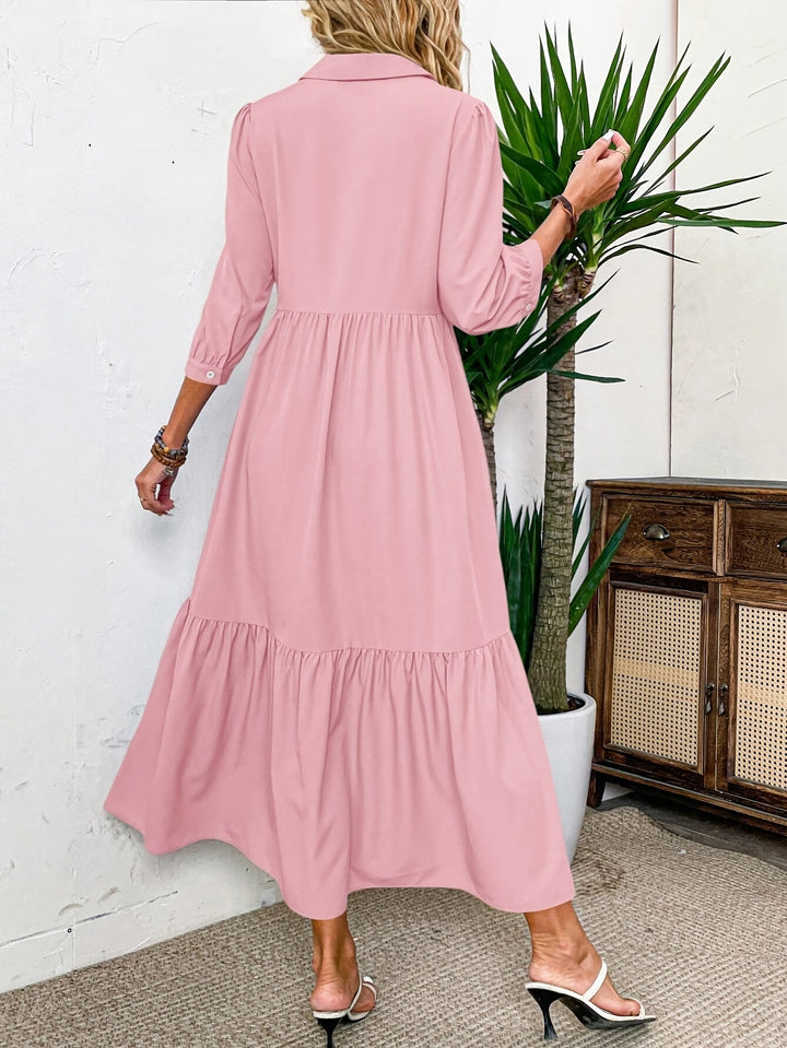 SHEILA | Solid Ruffle Shirtdress